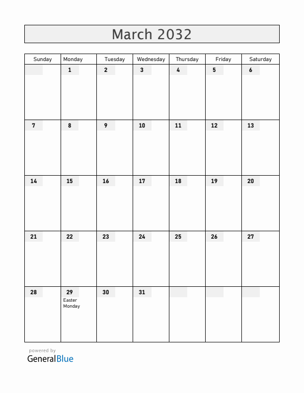 Mayotte March 2032 Calendar with Holidays