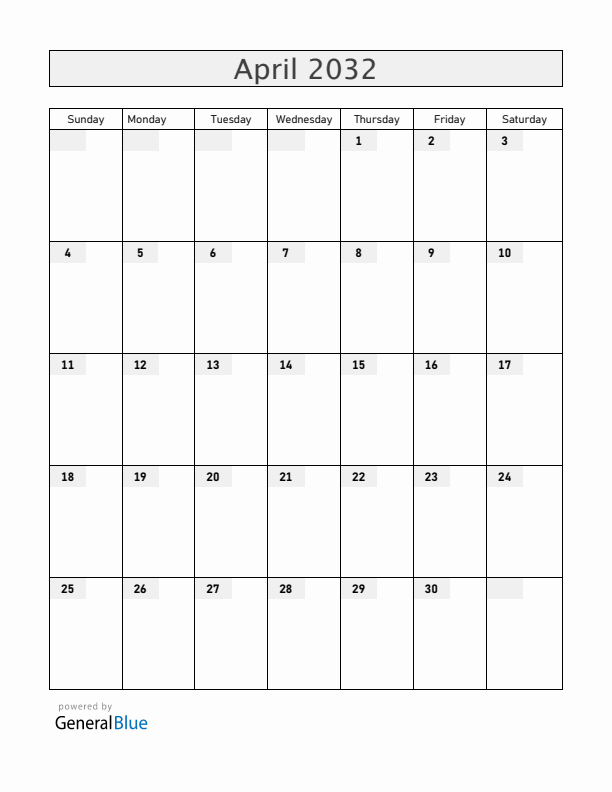 Zambia April 2032 Calendar with Holidays