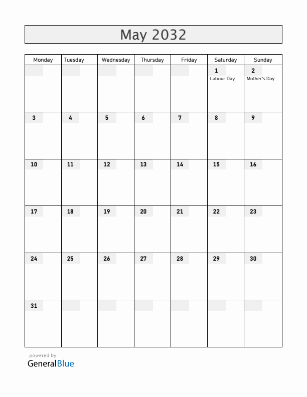 Angola May 2032 Calendar with Holidays