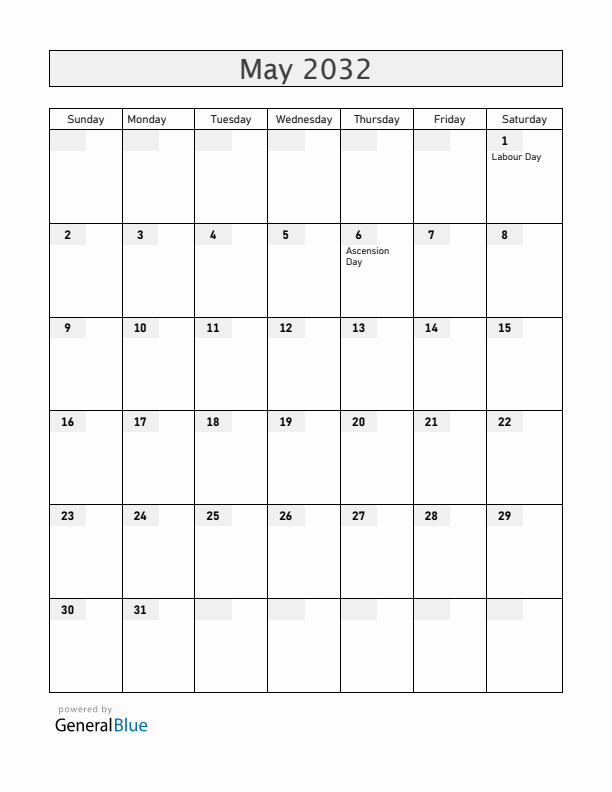 Burundi May 2032 Calendar with Holidays