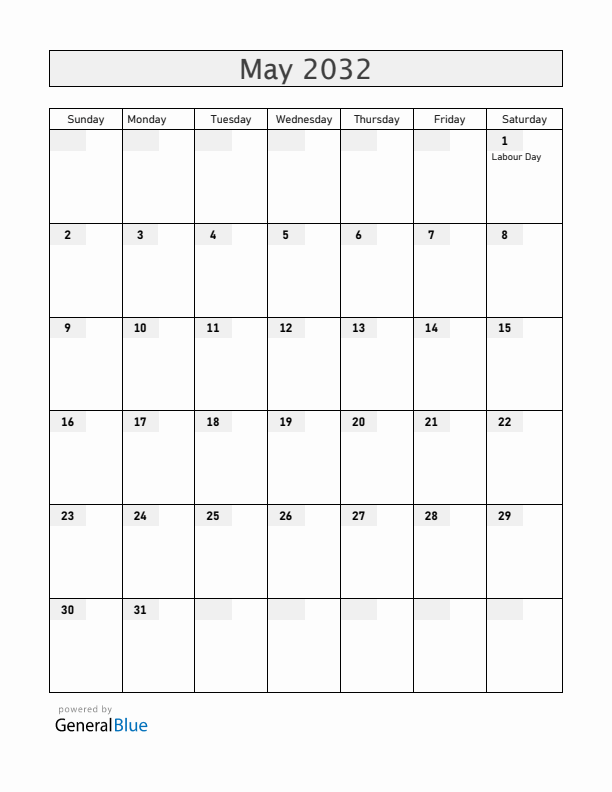 Costa Rica May 2032 Calendar with Holidays