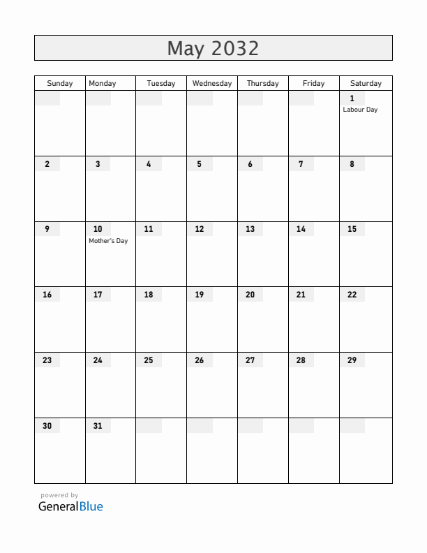 Honduras May 2032 Calendar with Holidays