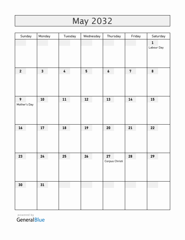 San Marino May 2032 Calendar with Holidays
