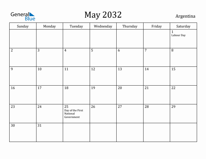 May 2032 Calendar Argentina