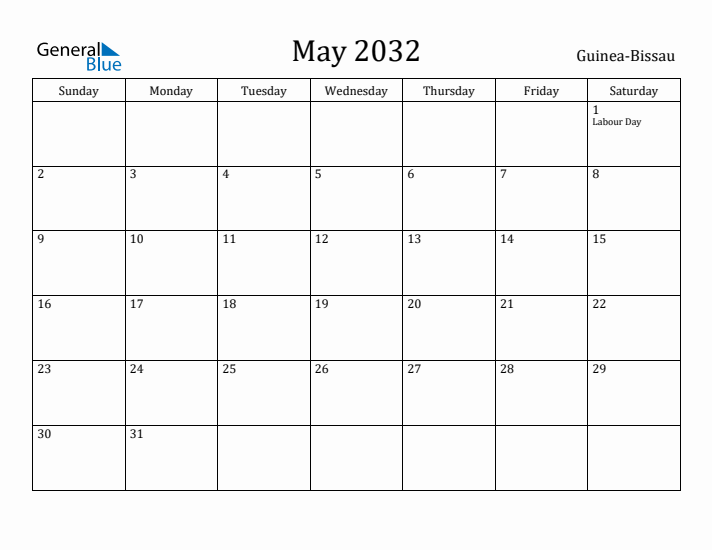 May 2032 Calendar Guinea-Bissau