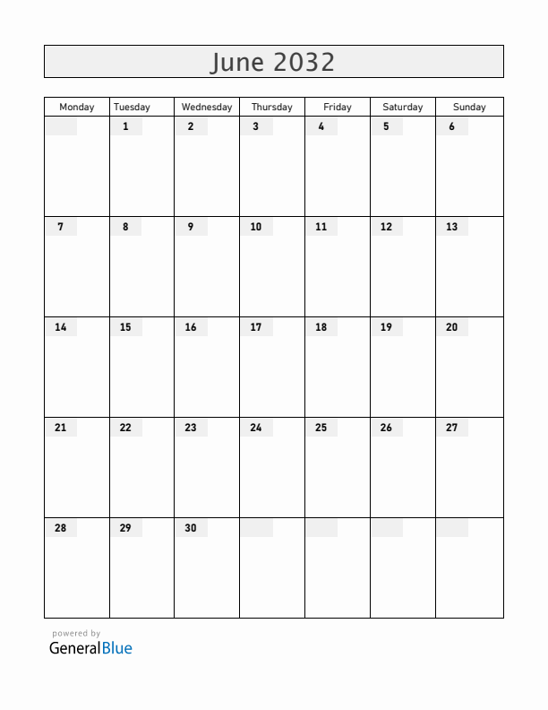 Zambia June 2032 Calendar with Holidays