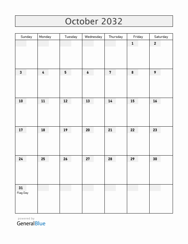 Ecuador October 2032 Calendar with Holidays