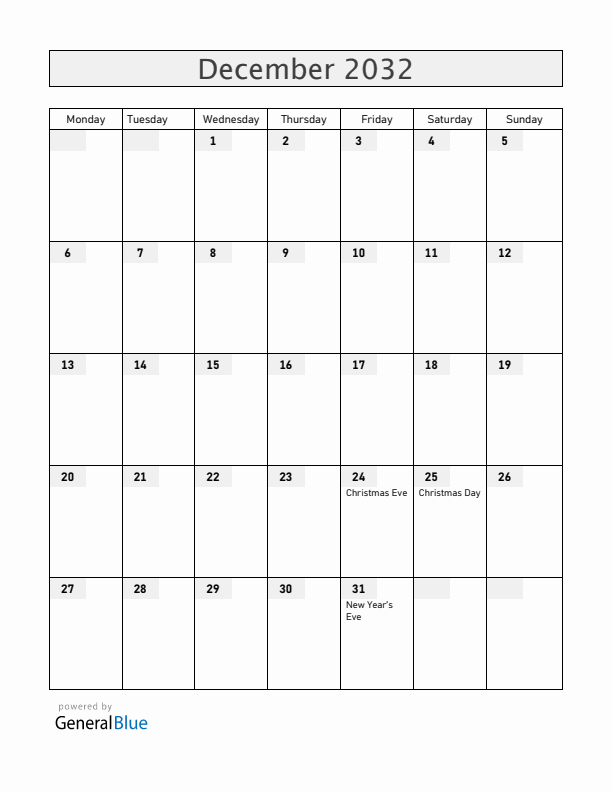Guatemala December 2032 Calendar with Holidays