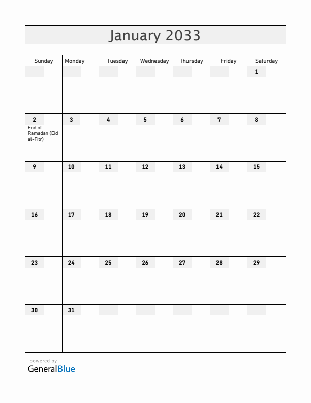 Bangladesh January 2033 Calendar with Holidays