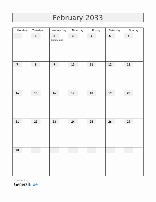 Liechtenstein February 2033 Calendar with Holidays
