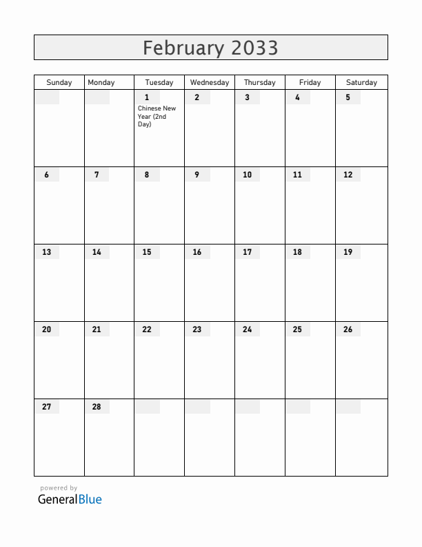 Cocos Islands February 2033 Calendar with Holidays