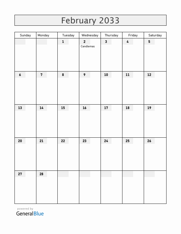 Liechtenstein February 2033 Calendar with Holidays