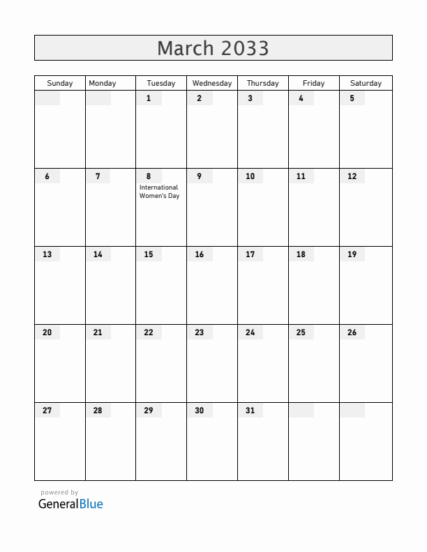 Armenia March 2033 Calendar with Holidays
