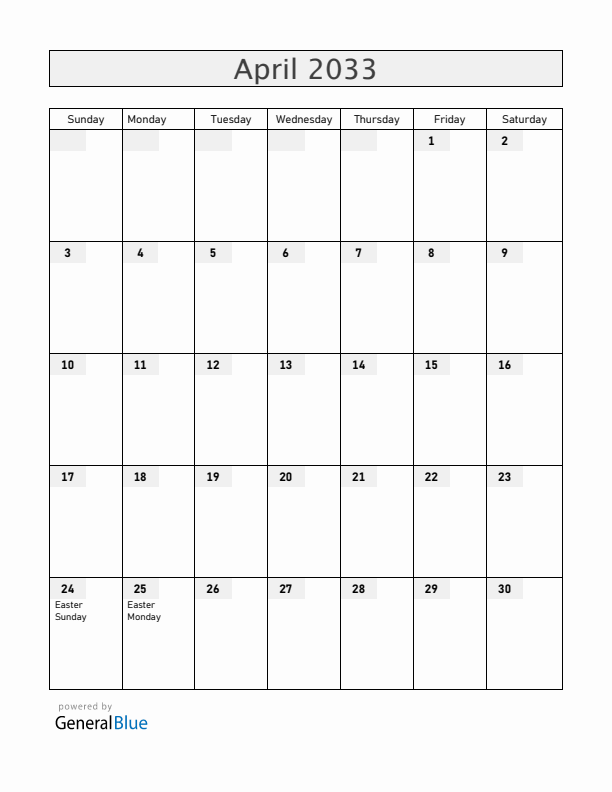 Moldova April 2033 Calendar with Holidays