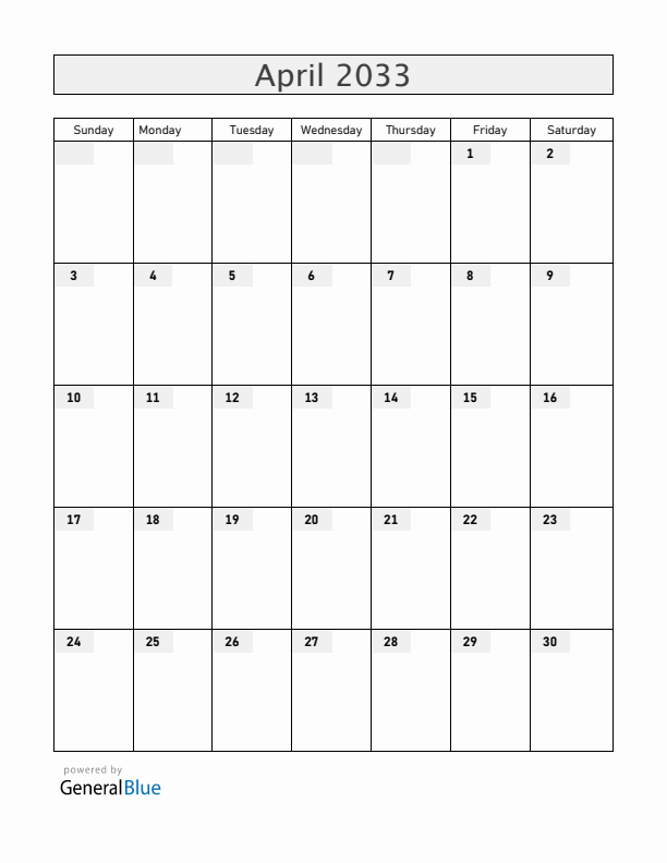 South Sudan April 2033 Calendar with Holidays