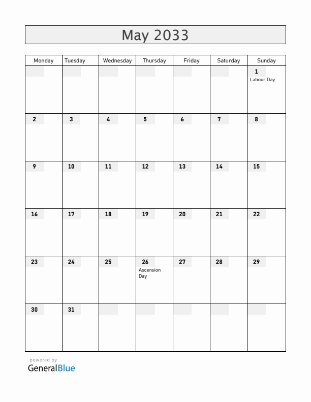 Aland Islands May 2033 Calendar with Holidays