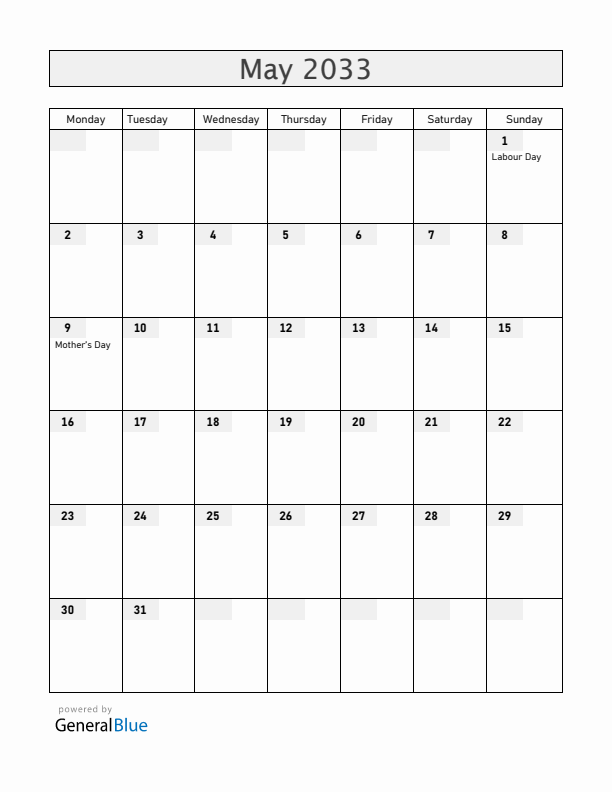 Honduras May 2033 Calendar with Holidays