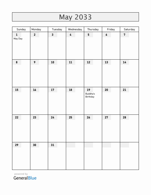 Bangladesh May 2033 Calendar with Holidays