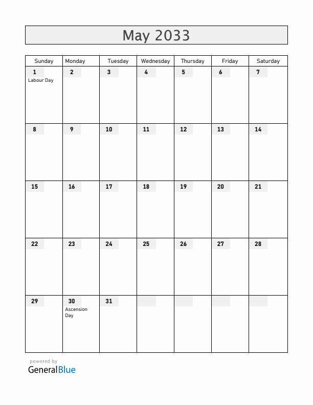 Colombia May 2033 Calendar with Holidays