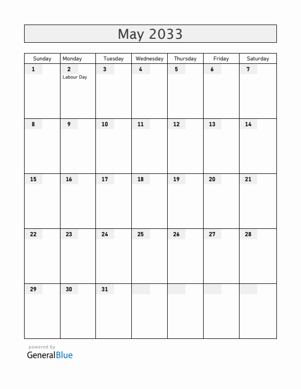 Dominican Republic May 2033 Calendar with Holidays