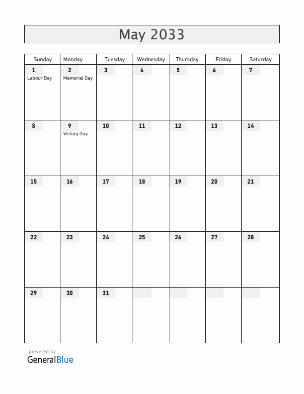 Moldova May 2033 Calendar with Holidays