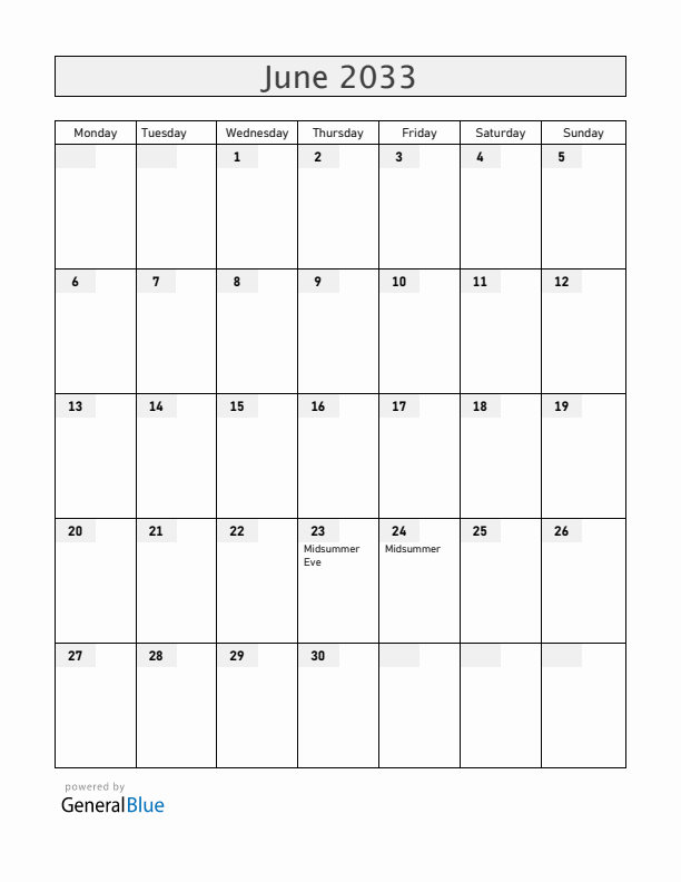 Latvia June 2033 Calendar with Holidays