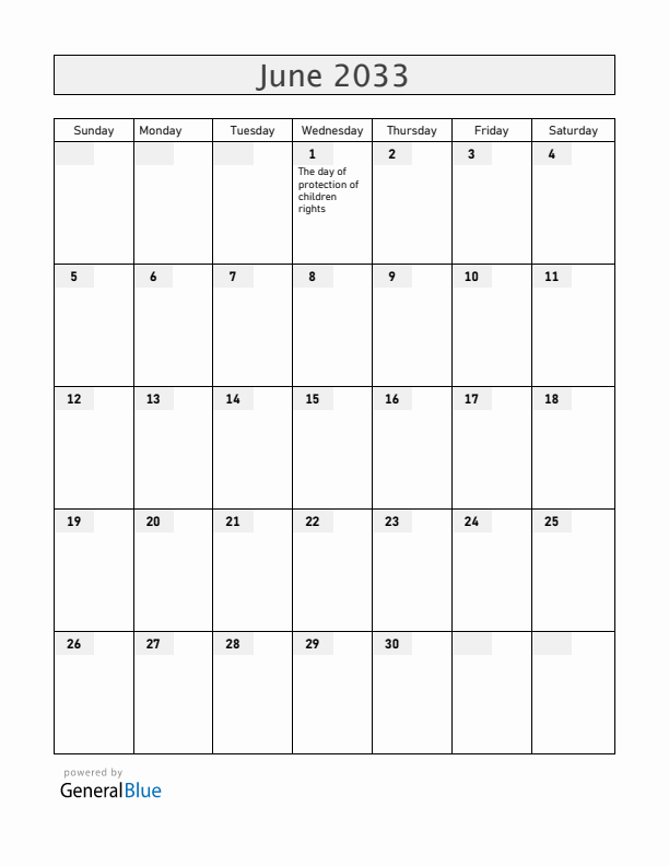 Armenia June 2033 Calendar with Holidays