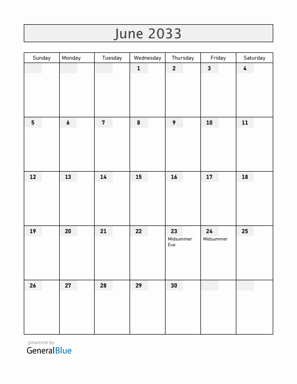 Latvia June 2033 Calendar with Holidays