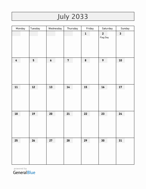 Curacao July 2033 Calendar with Holidays