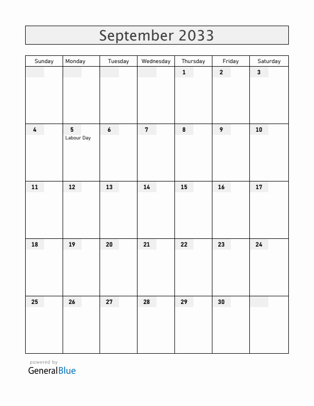 Guam September 2033 Calendar with Holidays