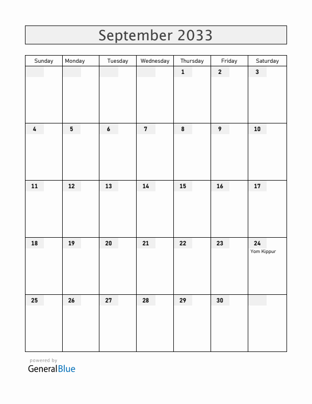 Croatia September 2033 Calendar with Holidays
