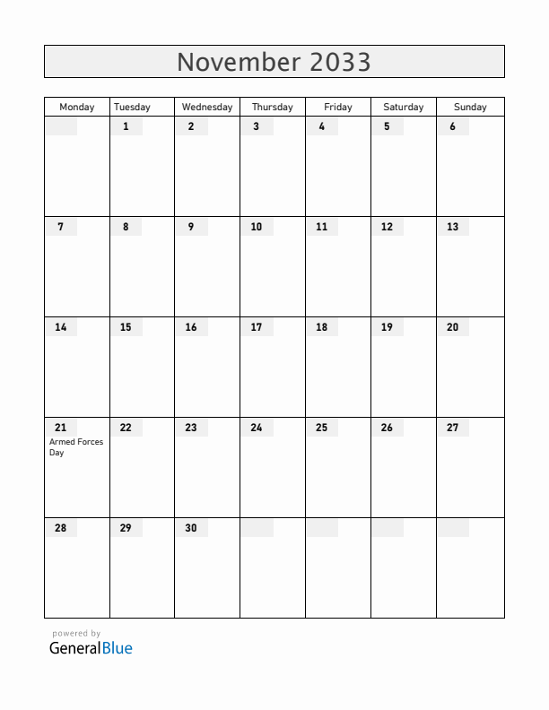 Bangladesh November 2033 Calendar with Holidays