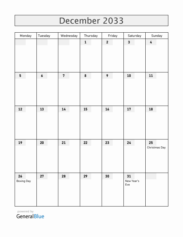 Curacao December 2033 Calendar with Holidays