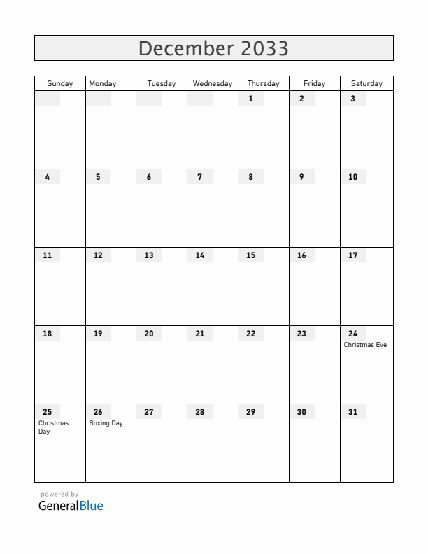 Greenland December 2033 Calendar with Holidays