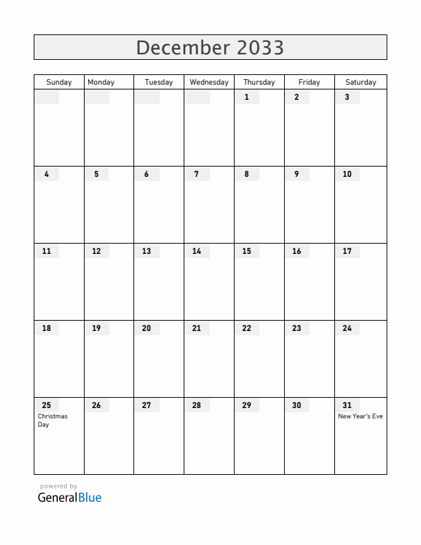 Japan December 2033 Calendar with Holidays