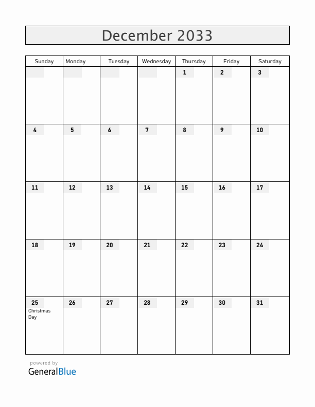 Mayotte December 2033 Calendar with Holidays