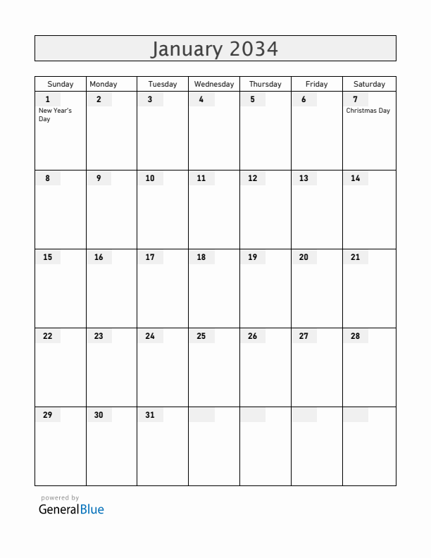 Belarus January 2034 Calendar with Holidays