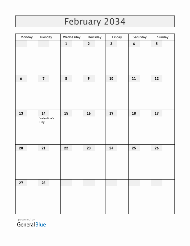 Guam February 2034 Calendar with Holidays