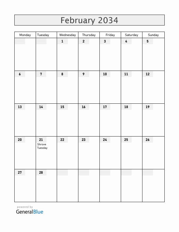 Croatia February 2034 Calendar with Holidays