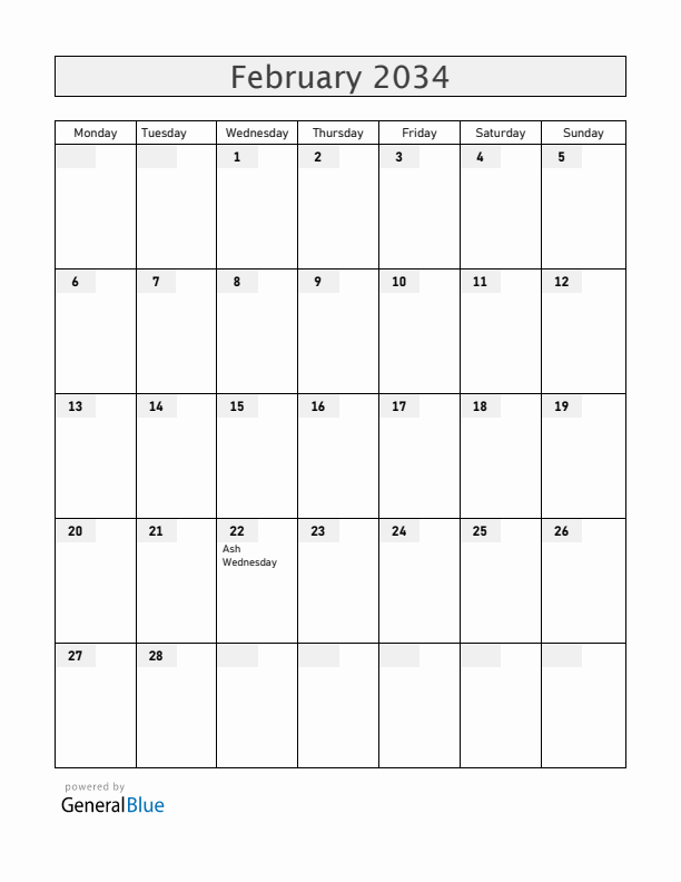 Jamaica February 2034 Calendar with Holidays