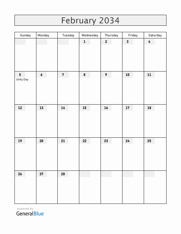 Burundi February 2034 Calendar with Holidays