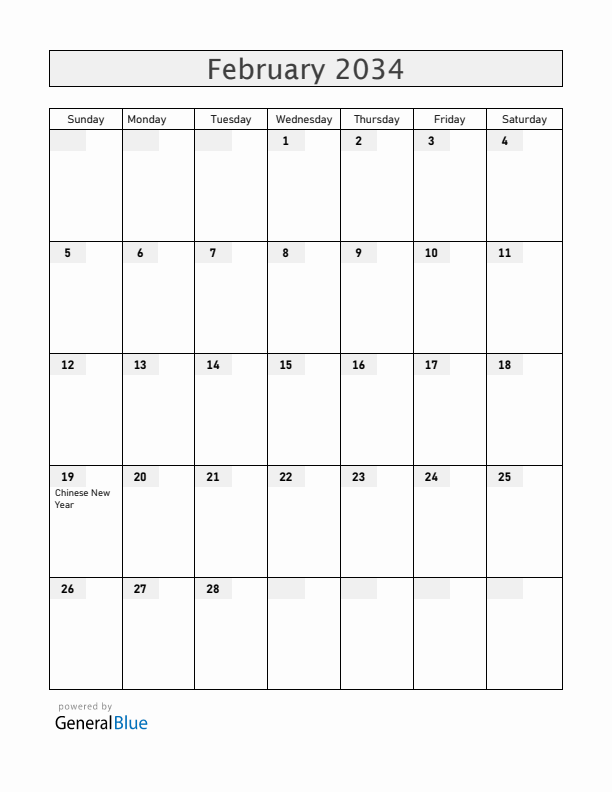 Christmas Island February 2034 Calendar with Holidays