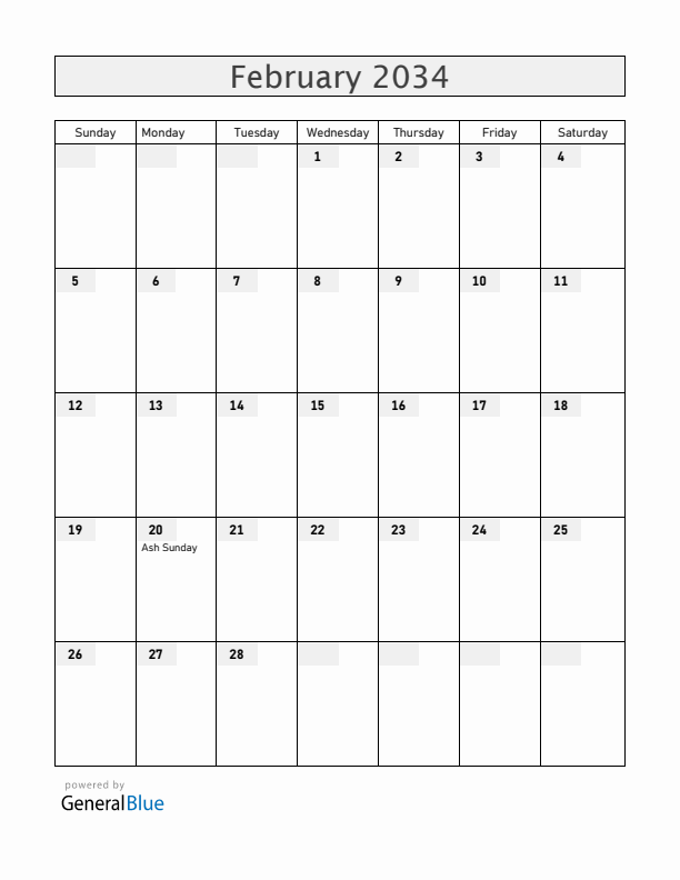 Greece February 2034 Calendar with Holidays