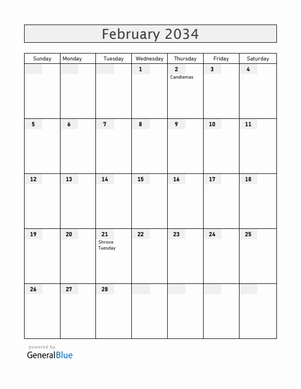 Liechtenstein February 2034 Calendar with Holidays