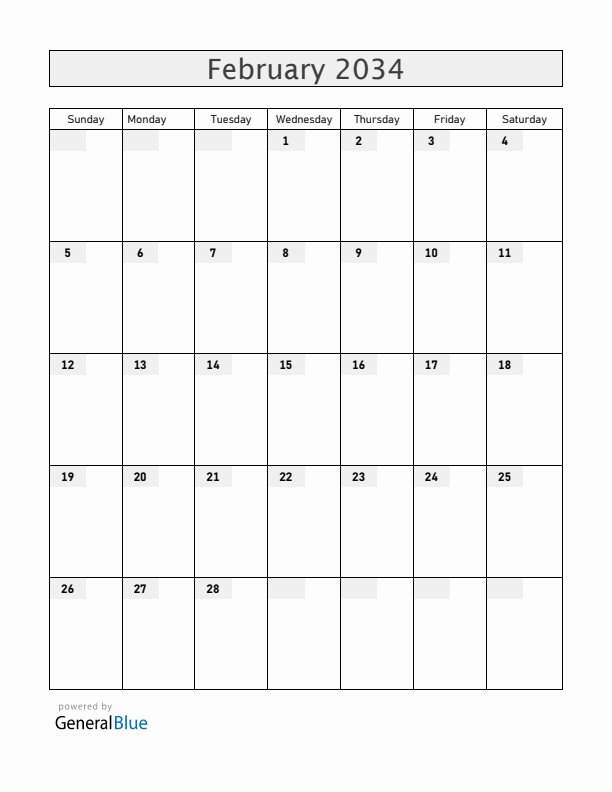 Zambia February 2034 Calendar with Holidays