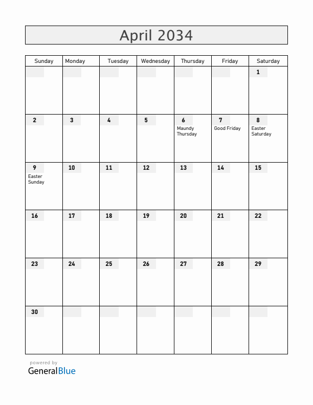 Guatemala April 2034 Calendar with Holidays