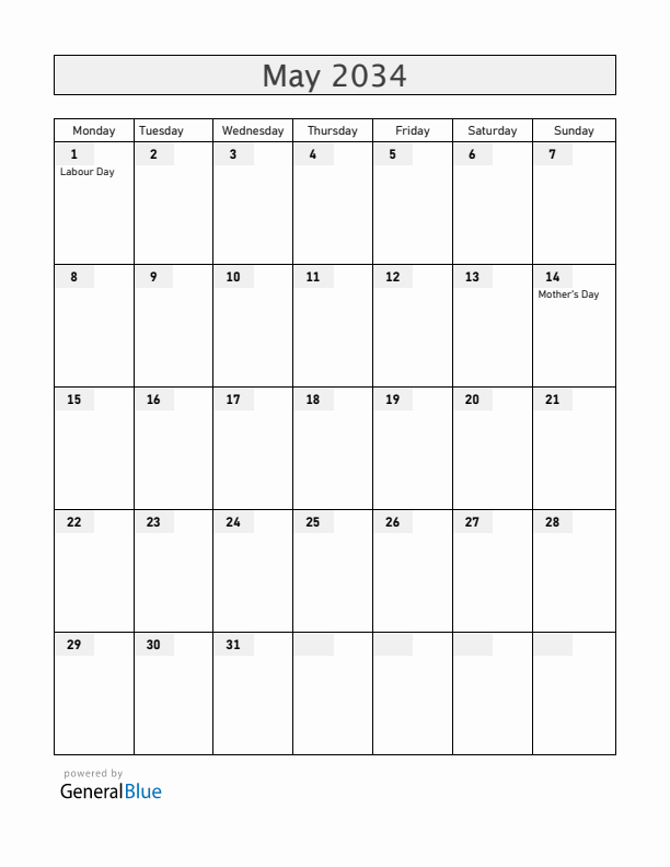 San Marino May 2034 Calendar with Holidays