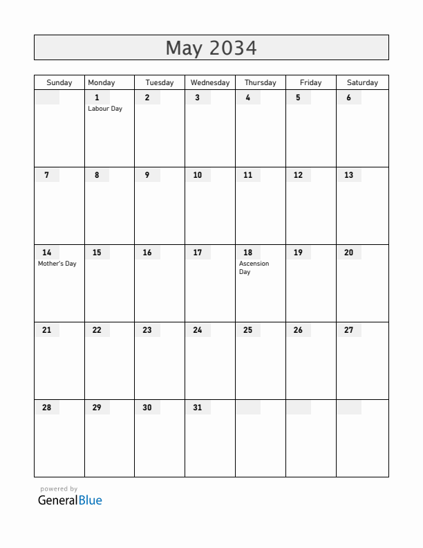 Curacao May 2034 Calendar with Holidays