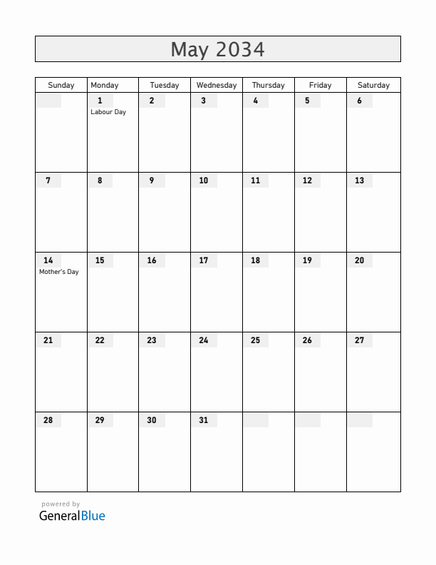 San Marino May 2034 Calendar with Holidays