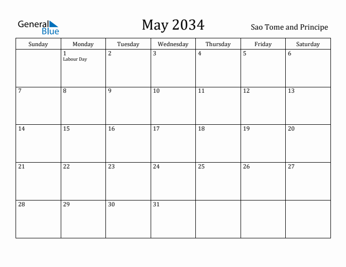 May 2034 Calendar Sao Tome and Principe